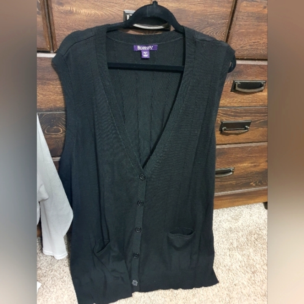 Black 3x Sweater Vest With Pockets
